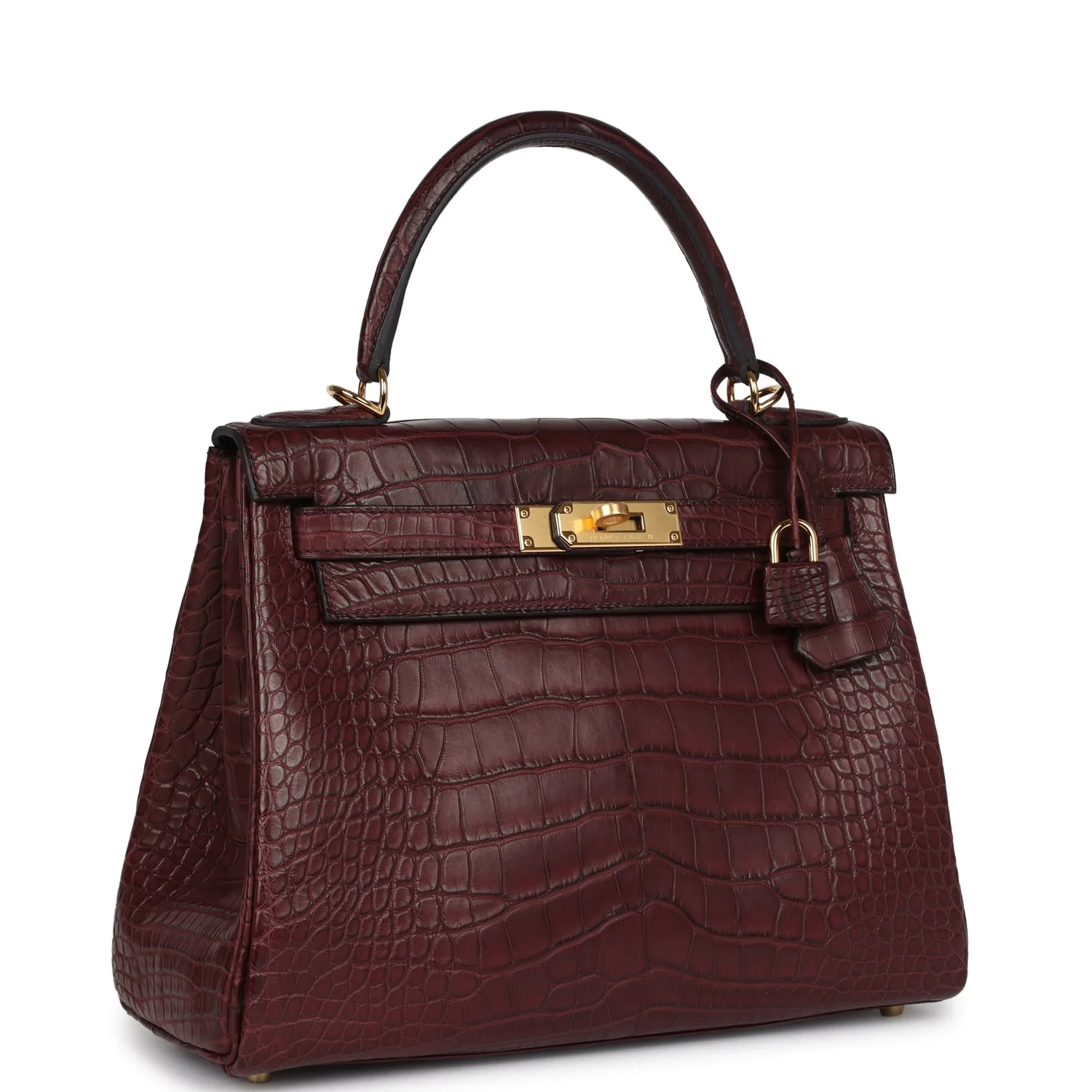 Replicate Hermes Kelly Retourne 28 Bordeaux Matte Alligator Gold Hardware(1:1 replica)