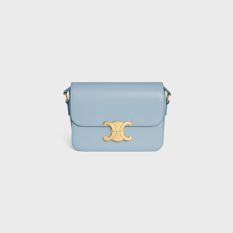 Replicate TEEN TRIOMPHE BAG IN SHINY CALFSKIN PALE BLUE(1:1 replica)