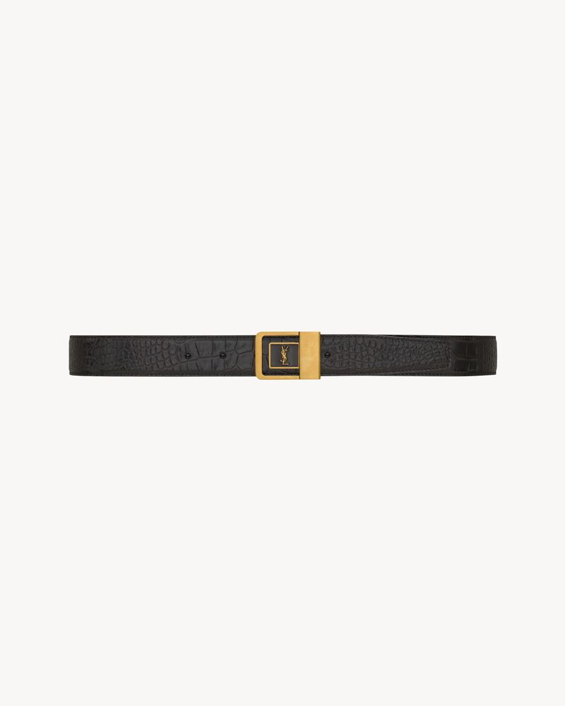 Replicate la 66 buckle belt in crocodile-embossed leather(1:1 replica)