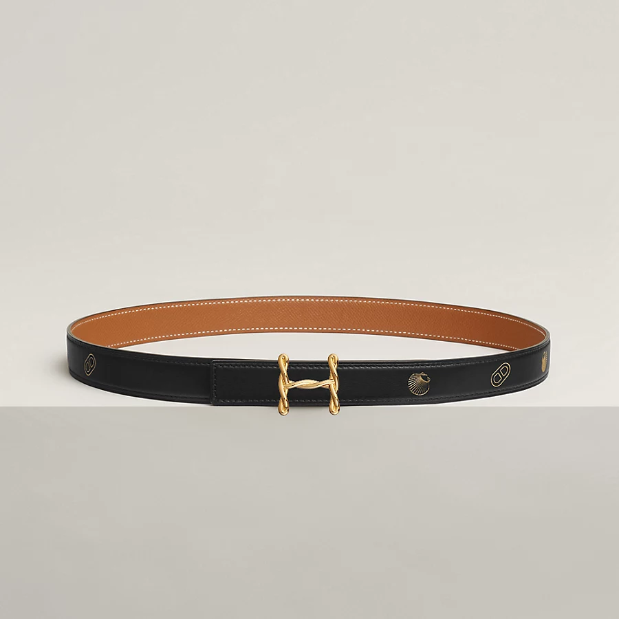 Replicate H Torsade belt buckle   Hermès sur Mer reversible leather strap 24 mm(1:1 replica)