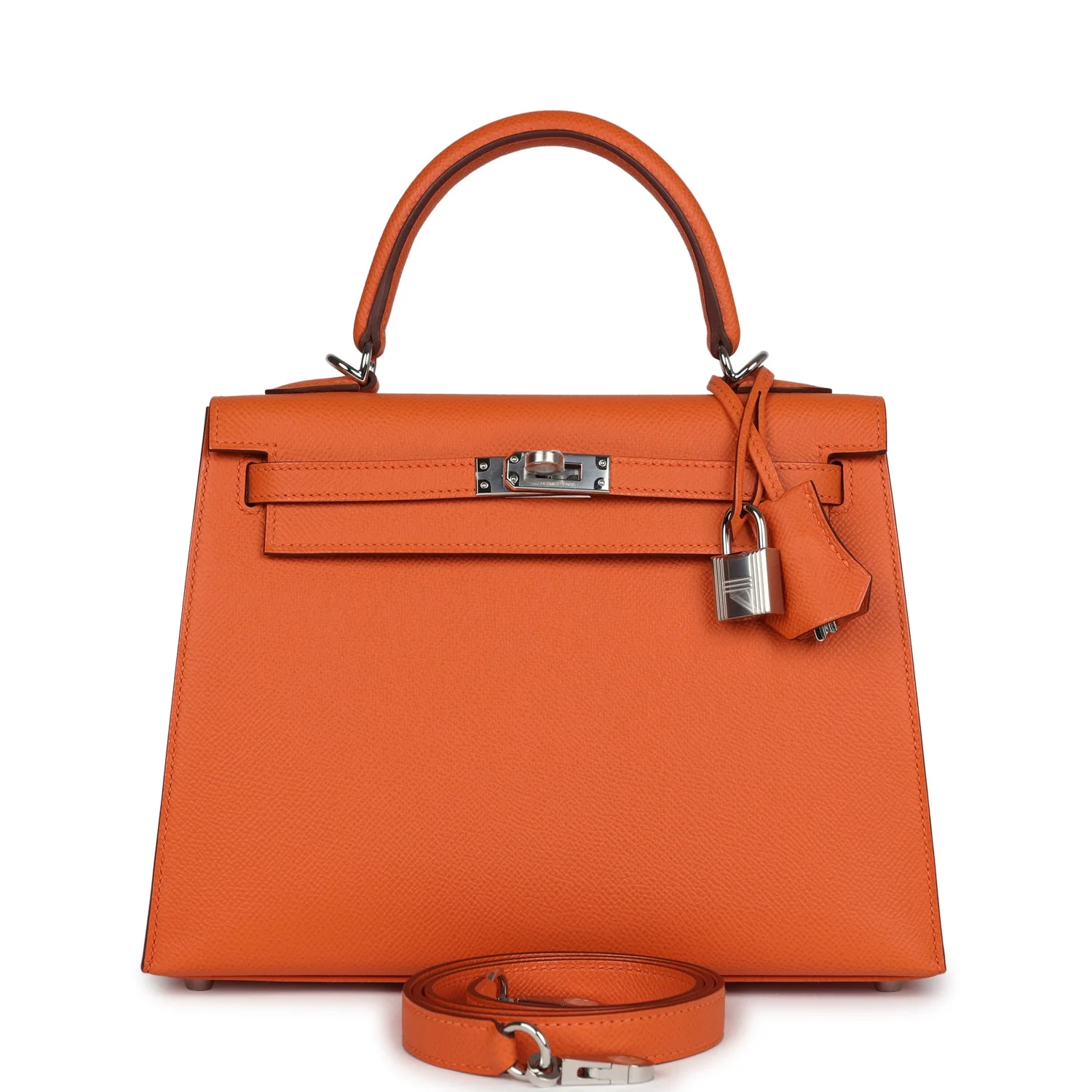 Replicate Hermes Kelly Sellier 25 Orange Epsom Palladium Hardware(1:1 replica)