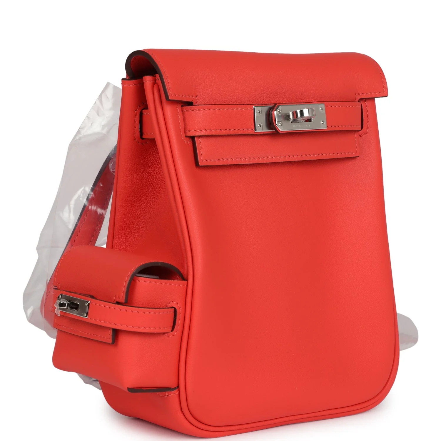 Replicate Hermes Mini Kelly Jump Backpack Orange Field Swift Palladium Hardware(1:1 replica)