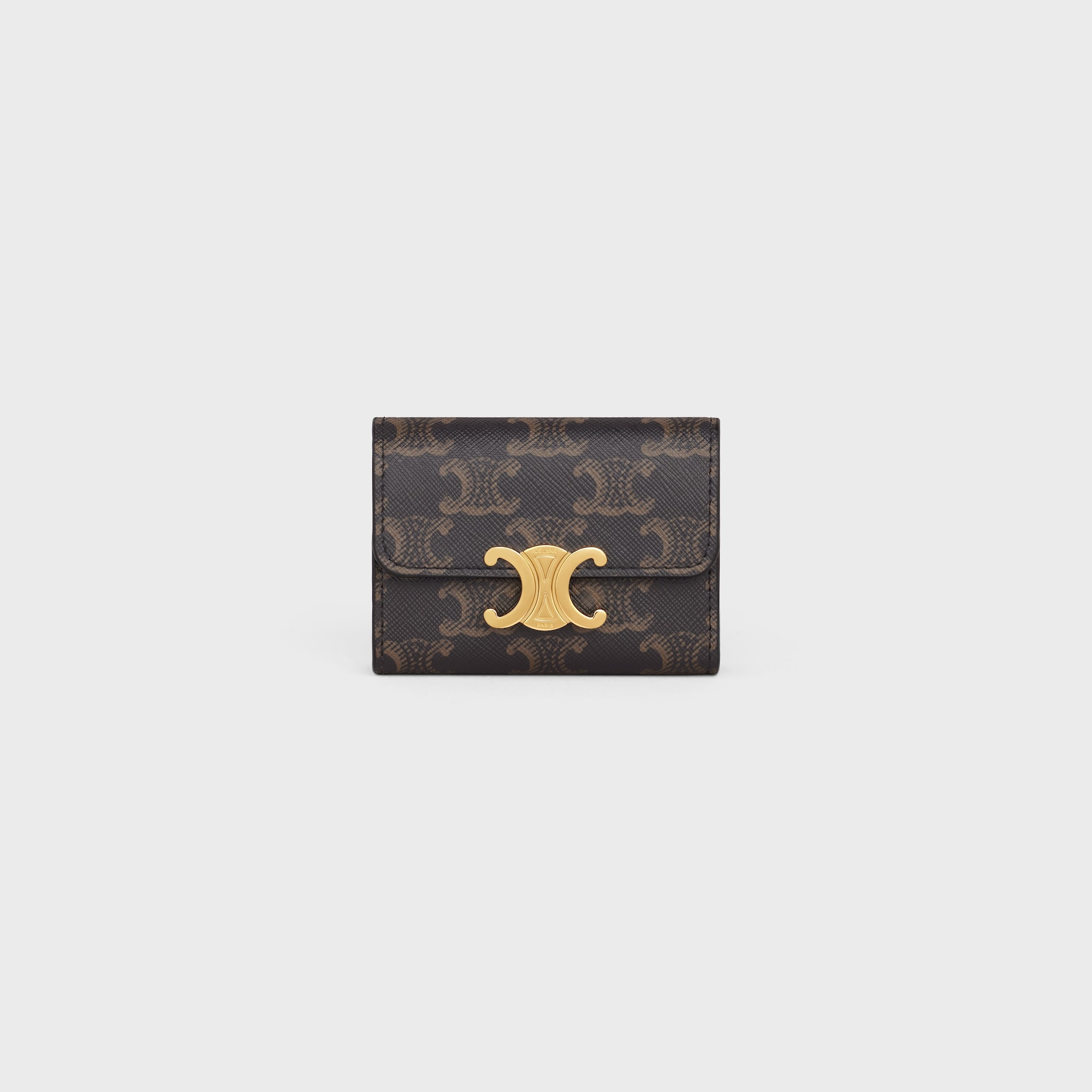 Replicate COMPACT WALLET WITH COIN TRIOMPHE IN TRIOMPHE CANVAS TAN(1:1 replica)