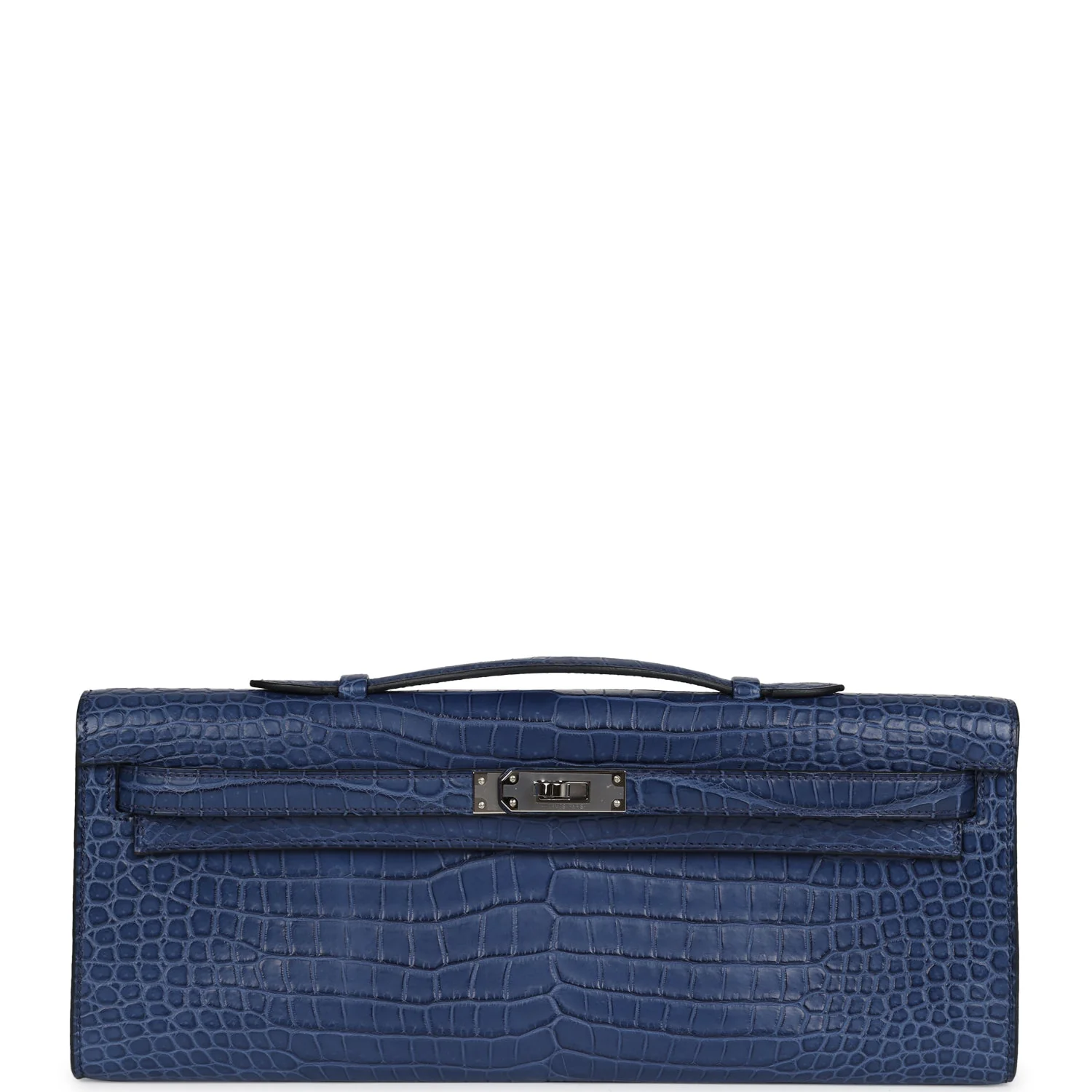 Replicate Hermes Kelly Cut Bleu De Malte Matte Porosus Crocodile Palladium Hardware(1:1 replica)