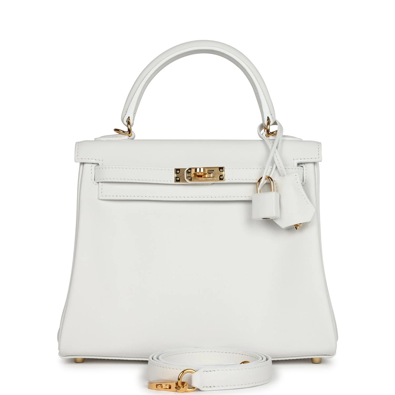 Replicate Hermes Kelly Retourne 25 New White Swift Gold Hardware(1:1 replica)