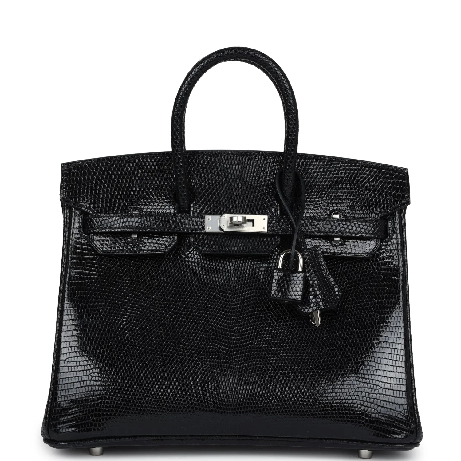 Replicate Hermes Birkin 25 Black Shiny Varanus Niloticus Lizard Palladium Hardware(1:1 replica)