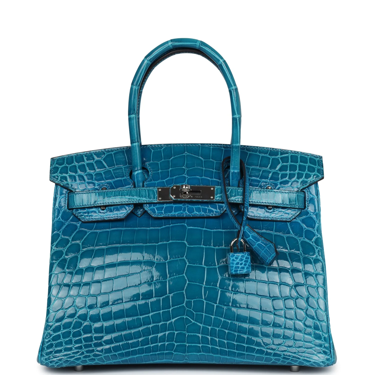 Replicate Hermes Birkin 30 Bleu Izmir Shiny Niloticus Crocodile Palladium Hardware(1:1 replica)