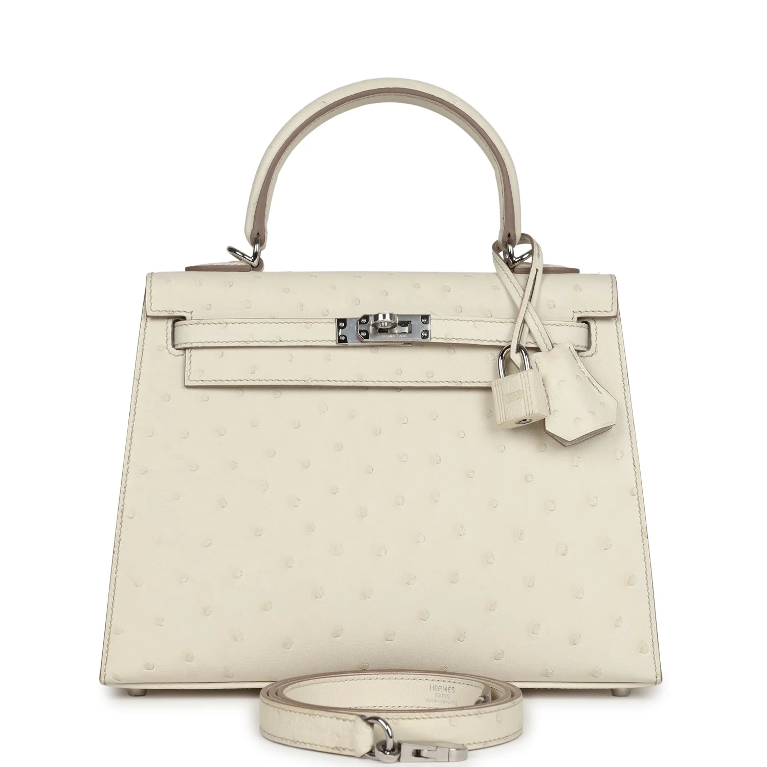 Replicate Hermes Kelly Sellier 25 Beton Ostrich Palladium Hardware(1:1 replica)