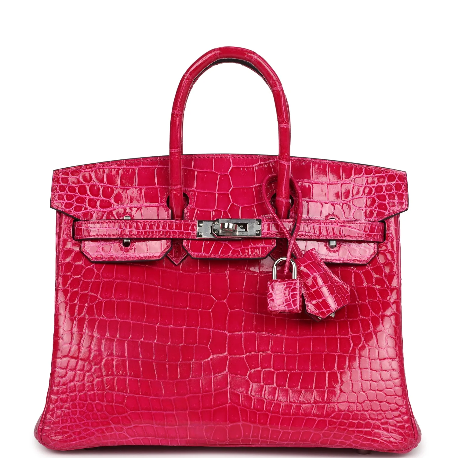 Replicate Hermes Birkin 25 Rose Mexico Shiny Porosus Crocodile Palladium Hardware(1:1 replica)