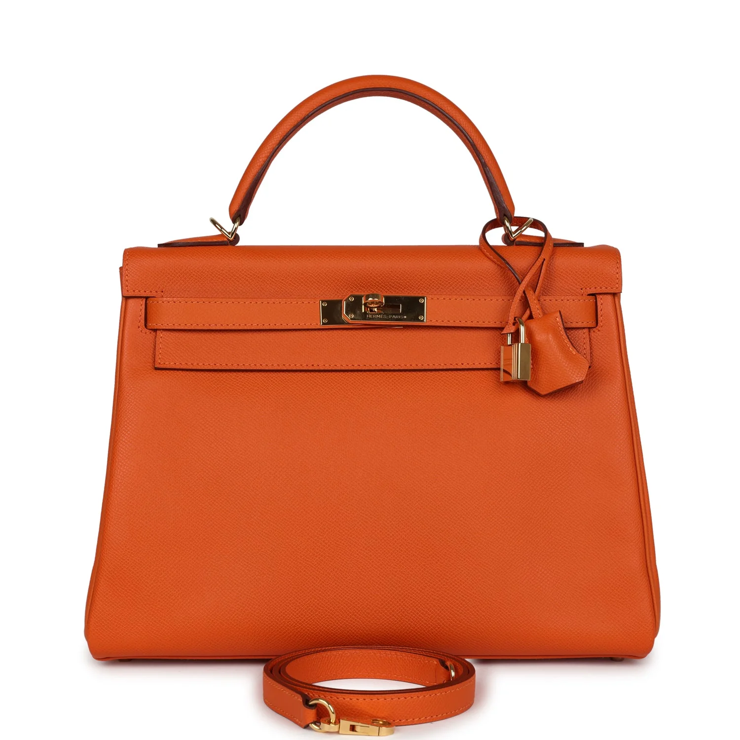 Replicate Hermes Kelly Retourne 32 Orange H Epsom Gold Hardware(1:1 replica)