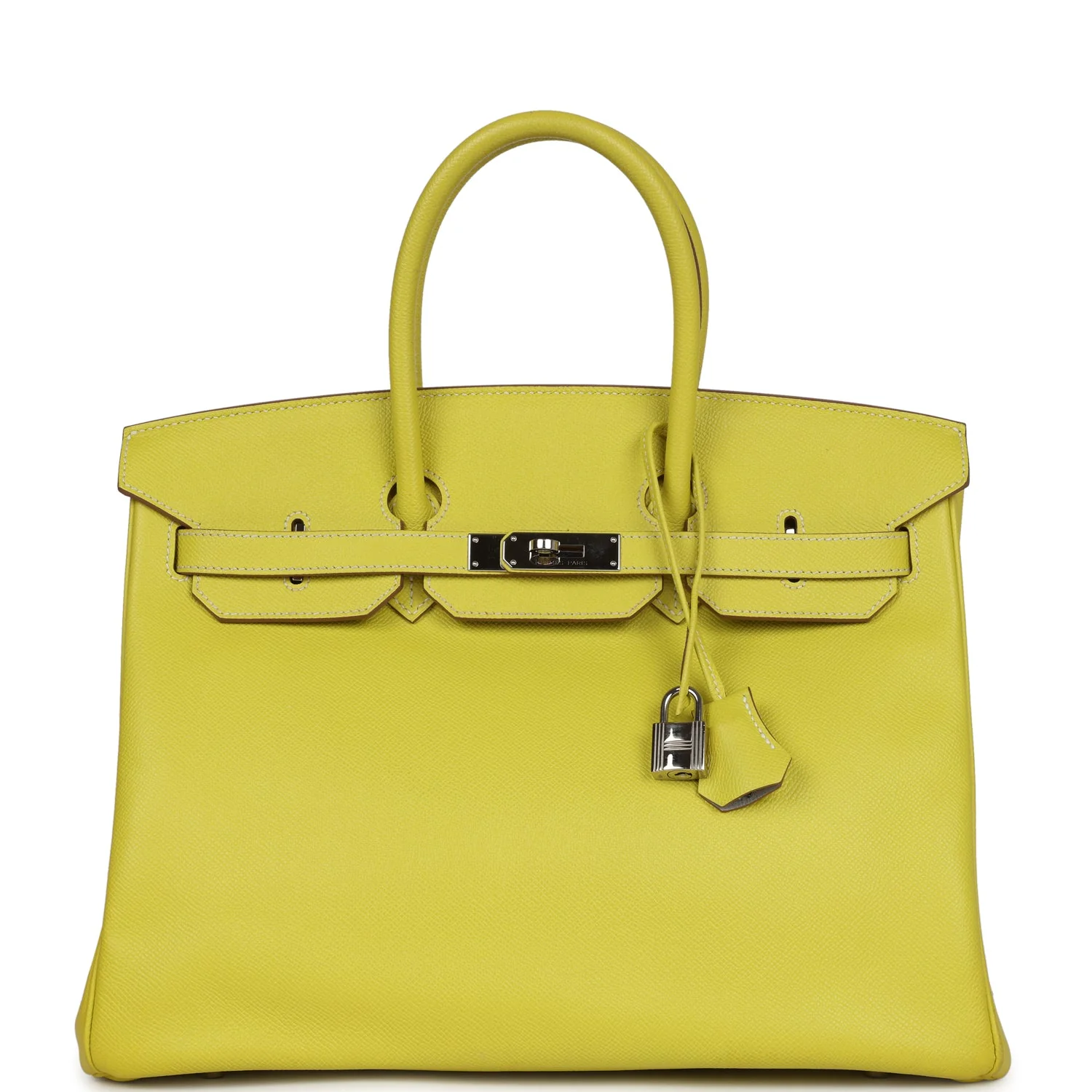 Replicate Hermes Birkin 35 Lime Candy Epsom Palladium Hardware(1:1 replica)