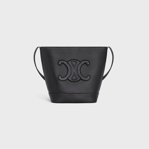 Replicate SMALL BUCKET CUIR TRIOMPHE IN GRAINED CALFSKIN BLACK(1:1 replica)