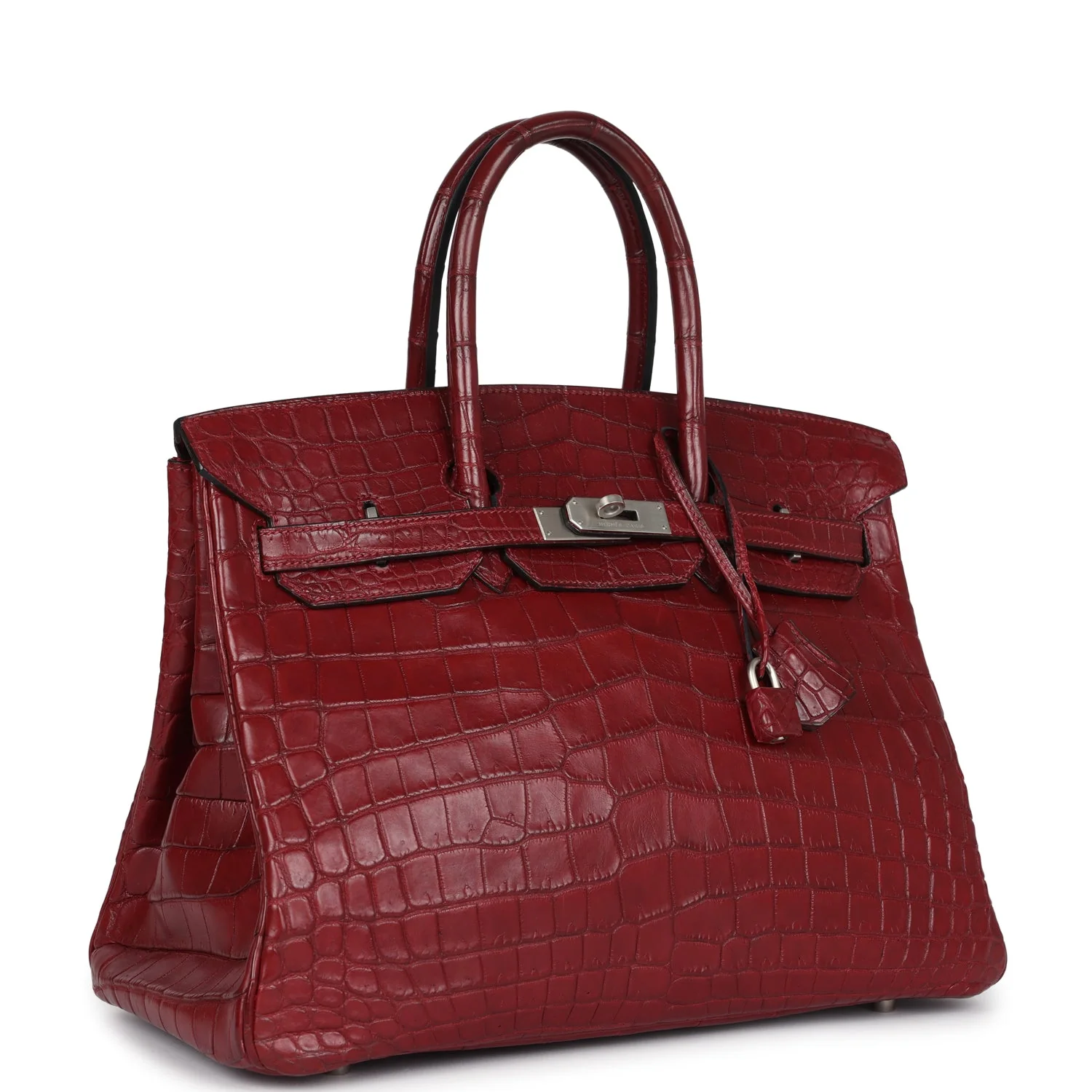 Replicate Vintage Hermes Travel Birkin 35 Rouge H Niloticus Crocodile Brushed Palladium Hardware(1:1 replica)