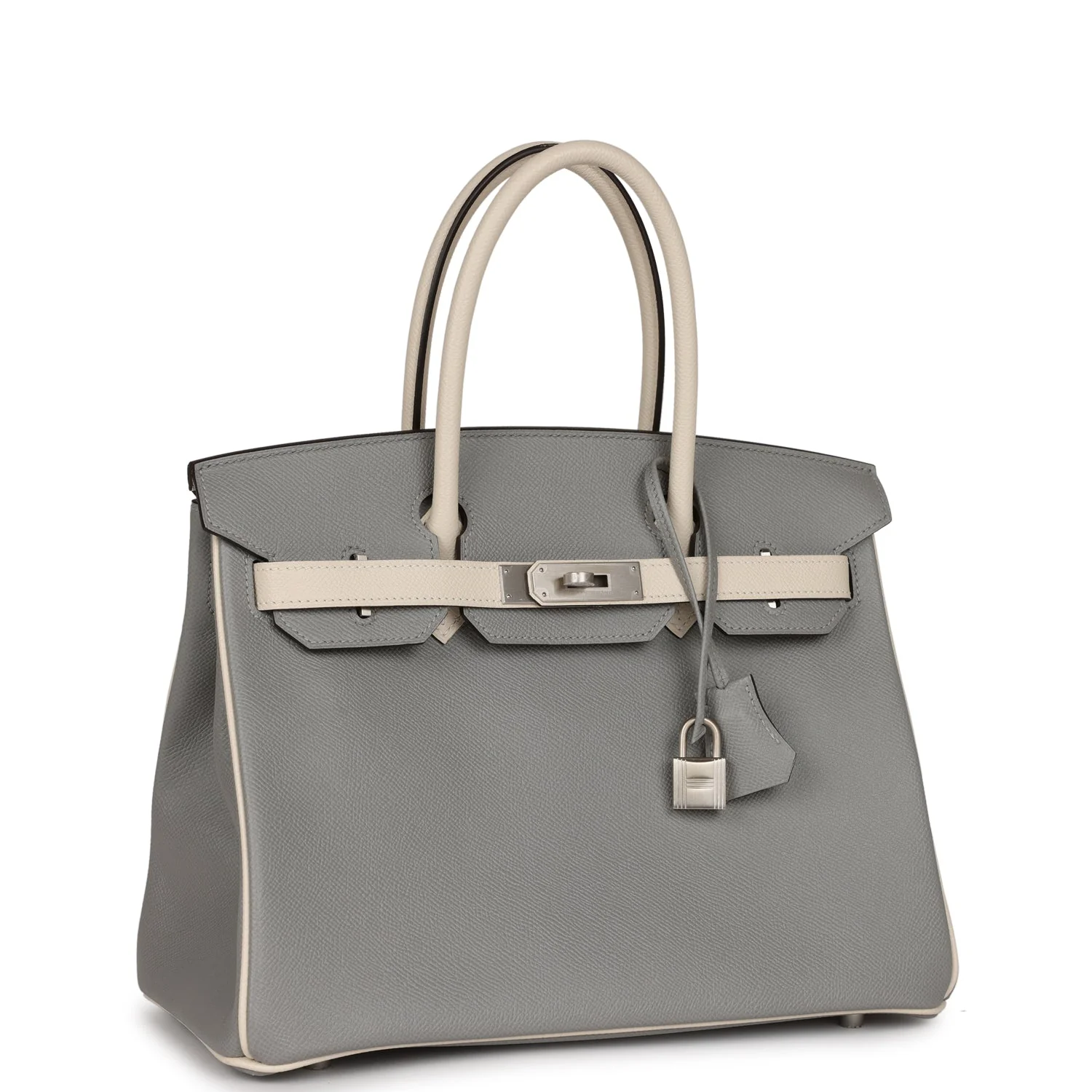 Replicate Hermes Special Order (HSS) Birkin 30 Gris Mouette and Craie Epsom Brushed Palladium Hardware(1:1 replica)