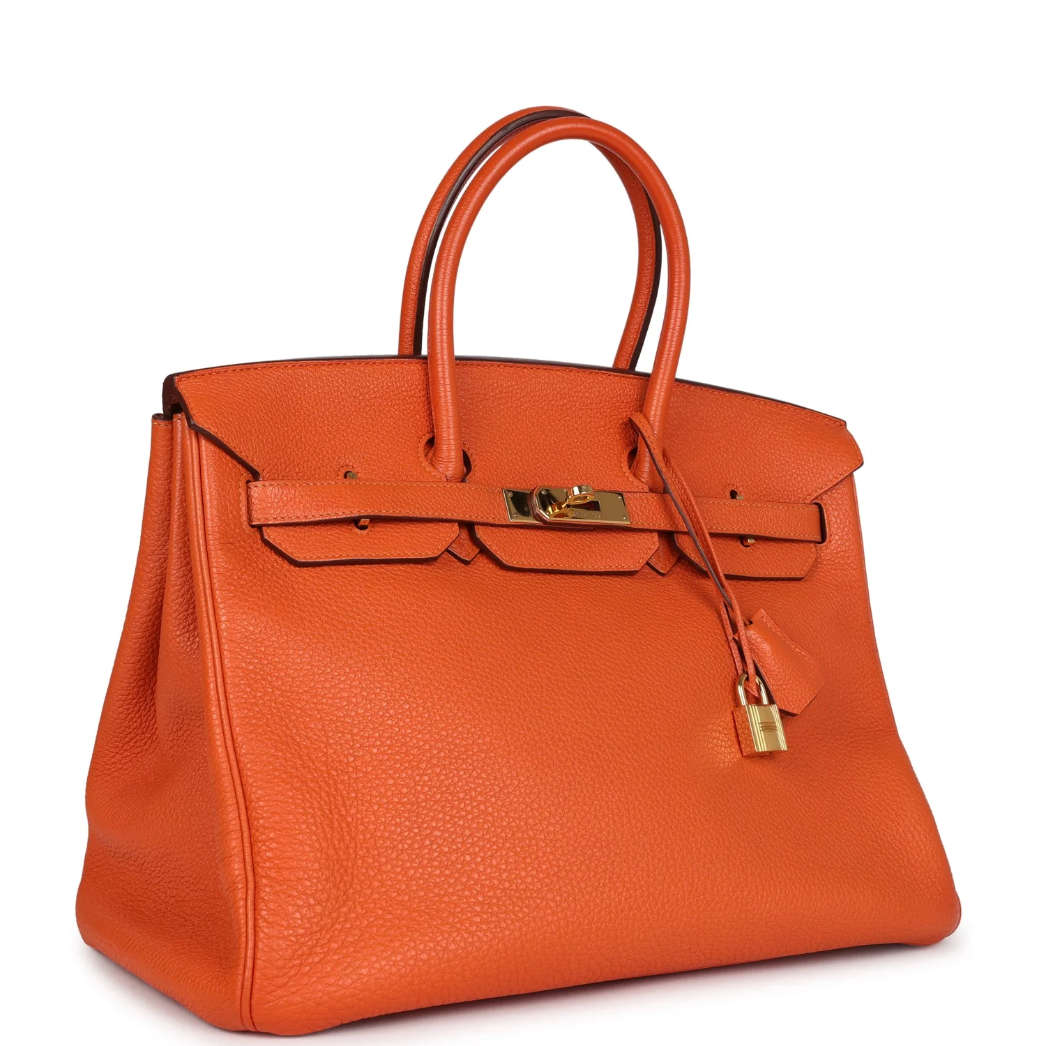 Replicate Hermes Birkin 35 Orange Togo Gold Hardware(1:1 replica)