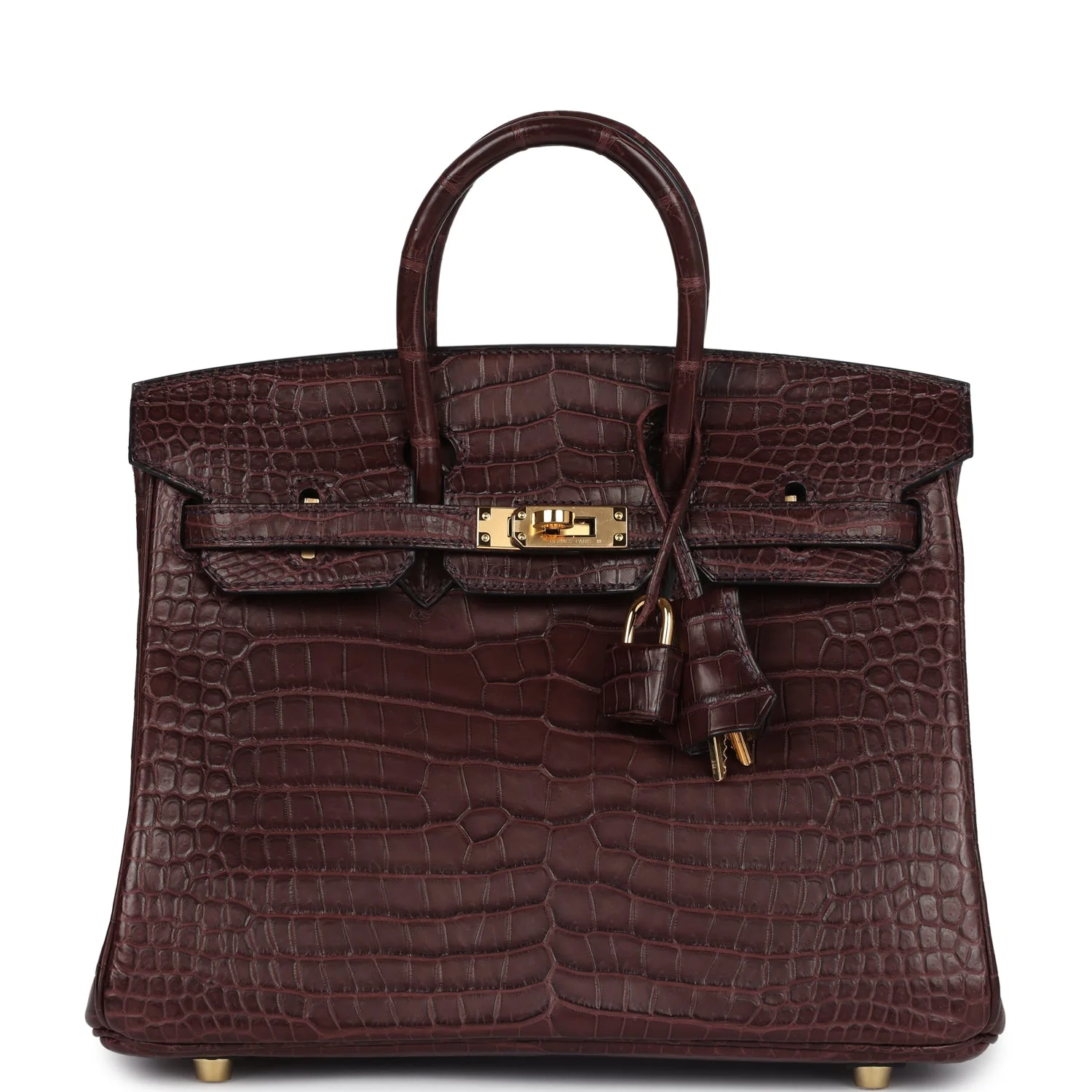 Replicate Hermes Birkin 25 Rouge Sellier Matte Porosus Crocodile Gold Hardware(1:1 replica)