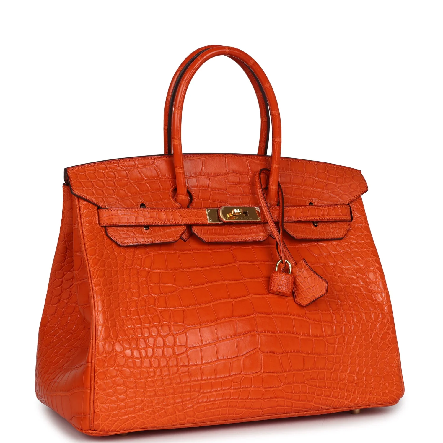 Replicate Hermes Birkin 35 Feu Matte Alligator Gold Hardware(1:1 replica)