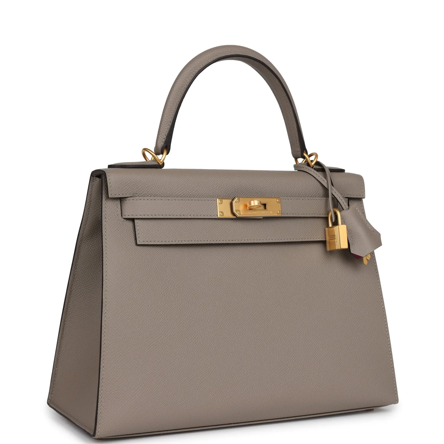 Replicate Hermes Special Order (HSS) Kelly Sellier 28 Gris Asphalte Verso Epsom Brushed Gold Hardware(1:1 replica)