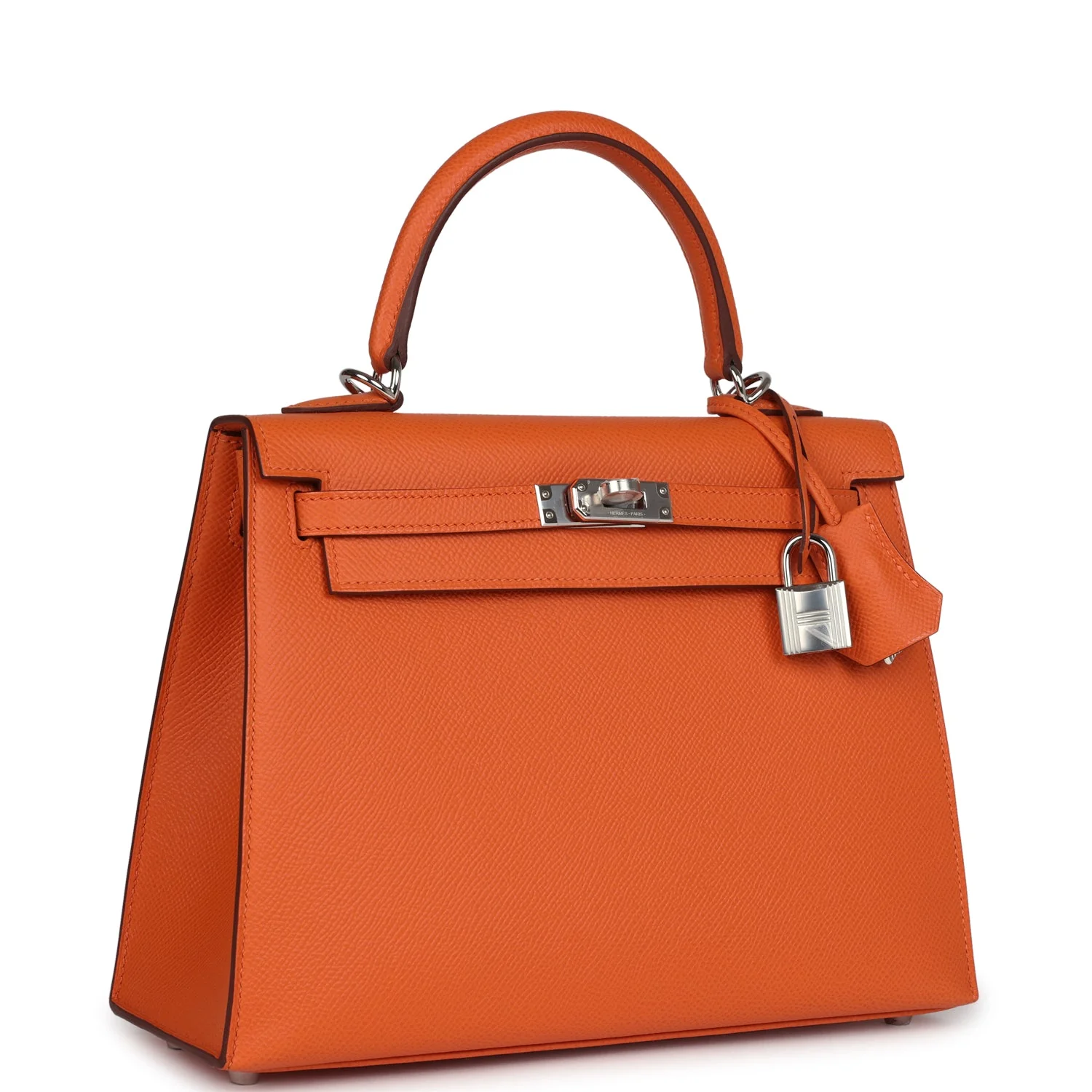 Replicate Hermes Kelly Sellier 25 Orange Epsom Palladium Hardware(1:1 replica)
