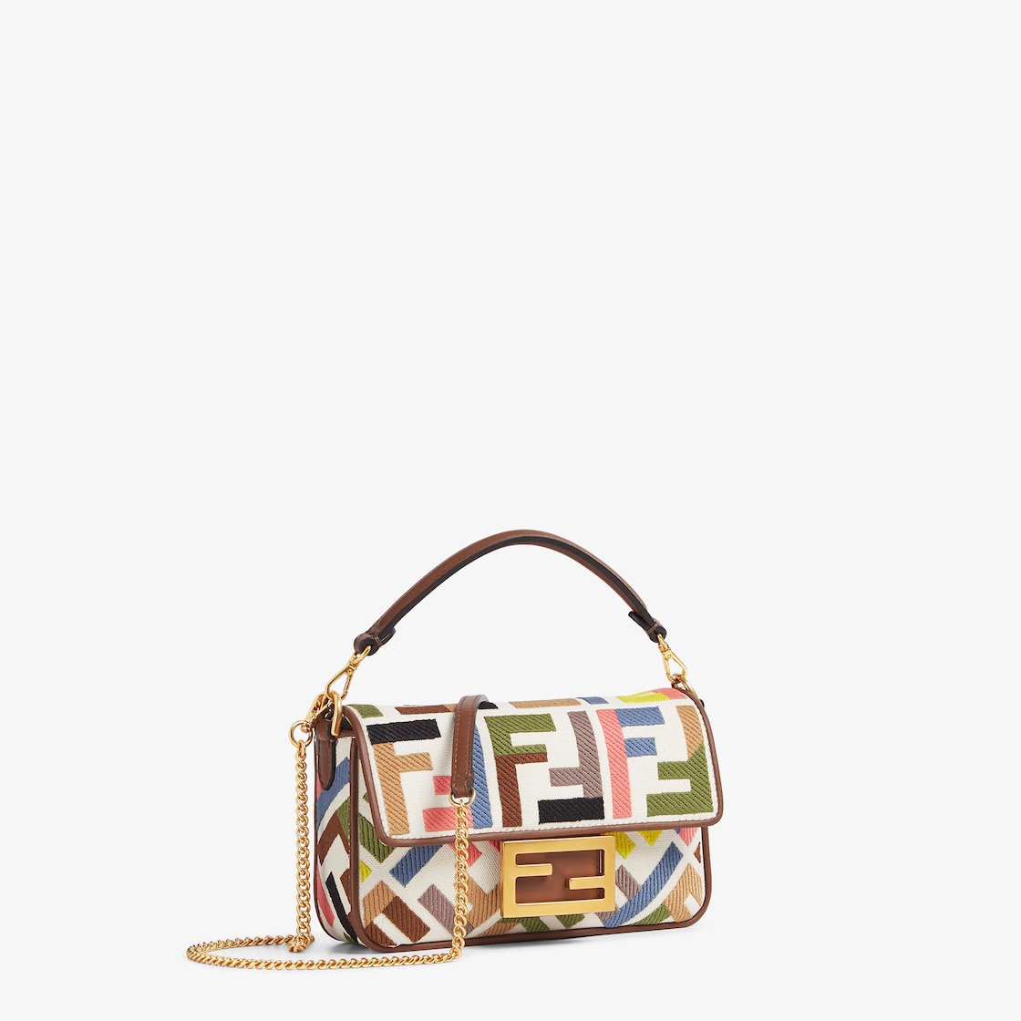 Replicate Baguette Mini Canvas Bag With Multicolor FF Embroidery(1:1 replica)