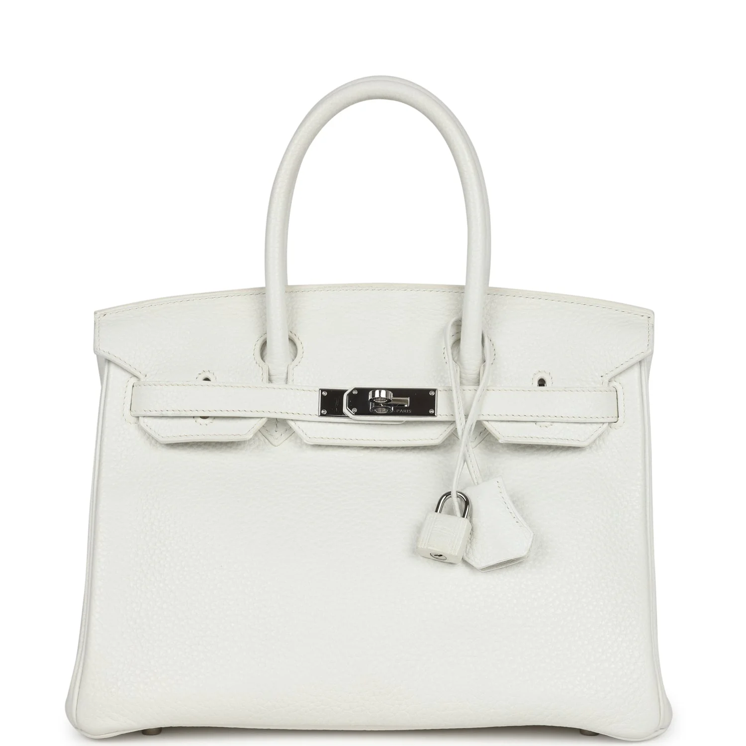 Replicate Hermes Birkin 30 White Clemence Palladium Hardware(1:1 replica)