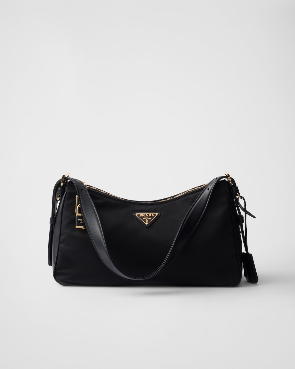 Replicate Prada Aimée Large Re-Nylon and Leather Shoulder Bag With Padlock(1:1 replica)