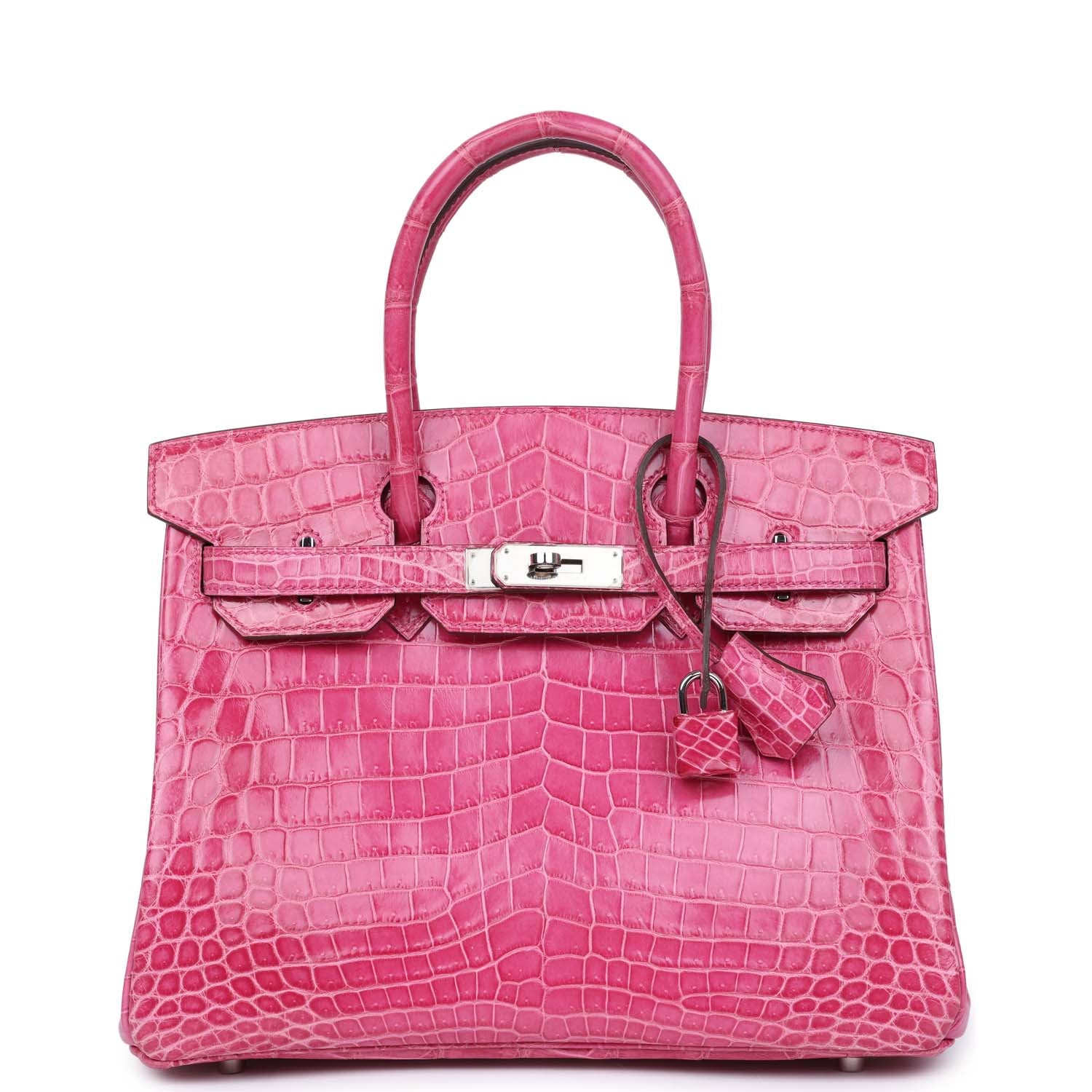 Replicate Hermes Birkin 30 Fuschia Shiny Niloticus Crocodile Palladium Hardware(1:1 replica)