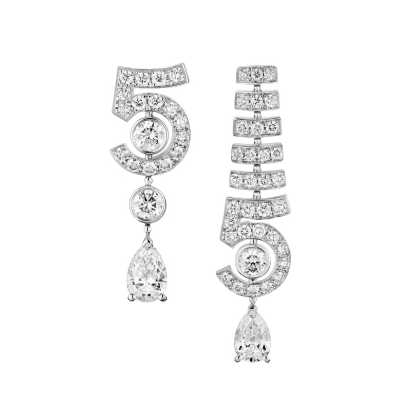 Replicate N°5 Drop White Gold Earrings(1:1 replica)