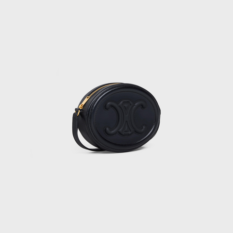 Replicate CROSSBODY OVAL PURSE CUIR TRIOMPHE IN SMOOTH CALFSKIN BLACK(1:1 replica)