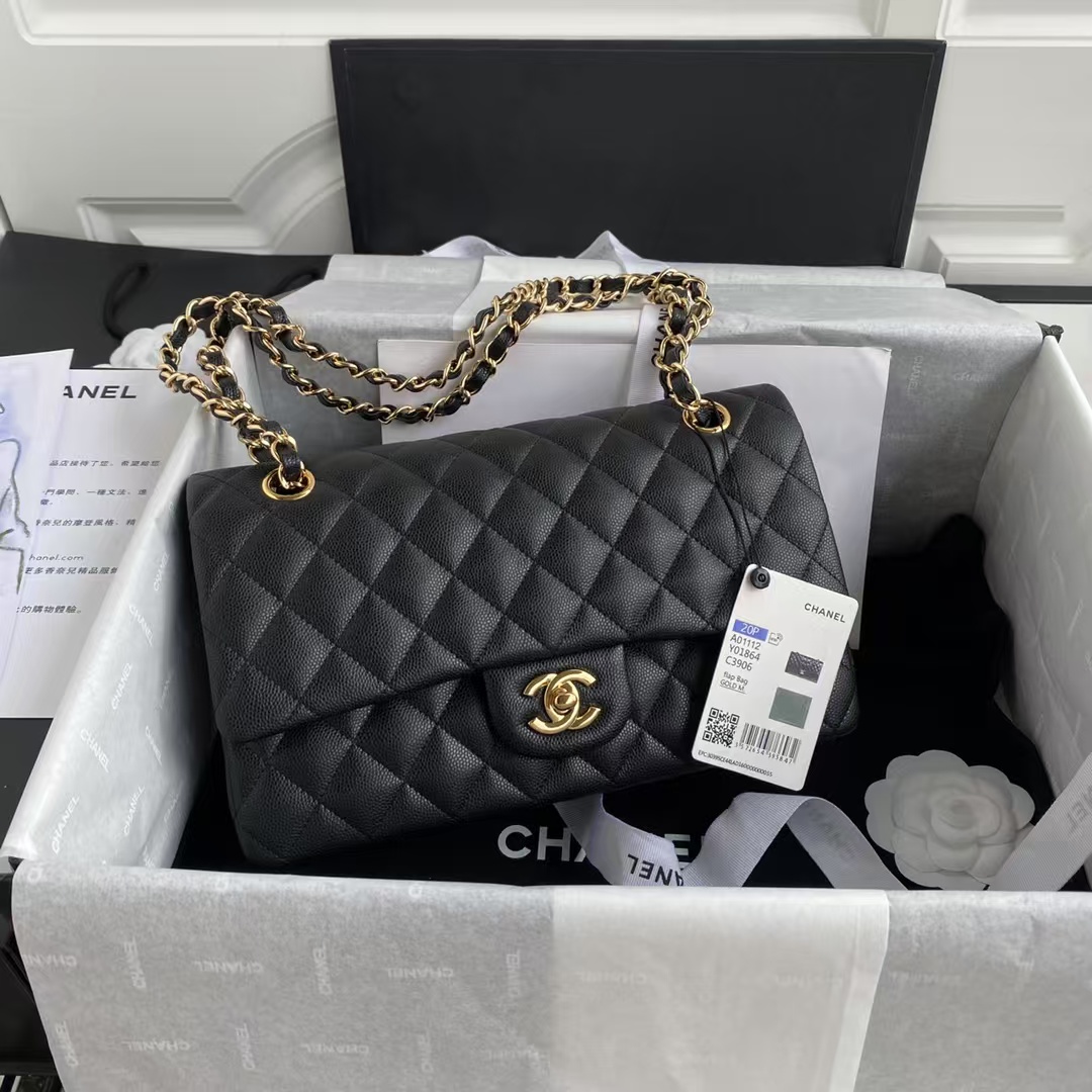 Replicate Chanel Classic 11.12 Handbag Caviar Gold Hardware(1:1 replica)