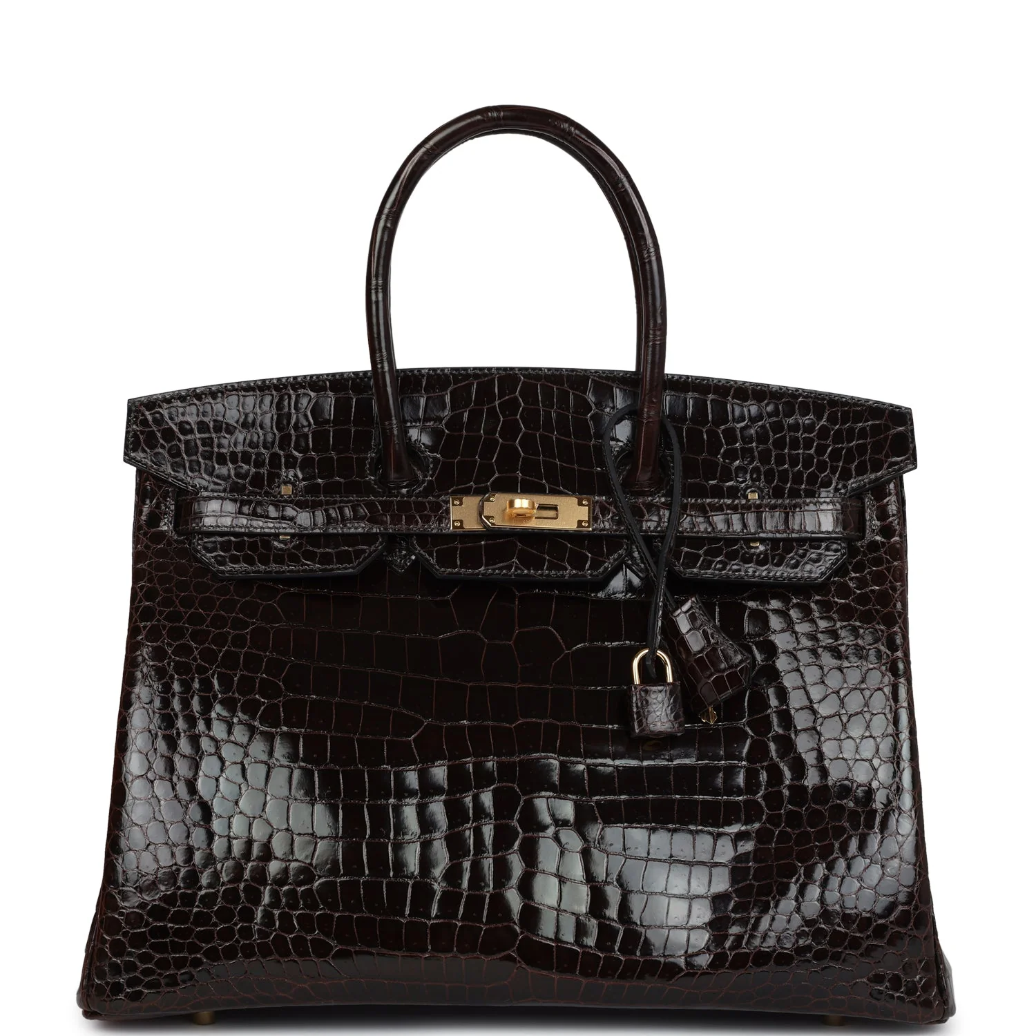 Replicate Hermes Birkin 35 Cocaon Shiny Porosus Crocodile Gold Hardware(1:1 replica)
