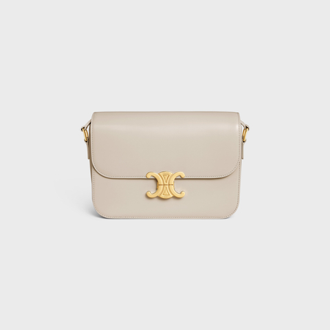 Replicate CLASSIQUE TRIOMPHE BAG IN SHINY CALFSKIN LIGHT STONE(1:1 replica)