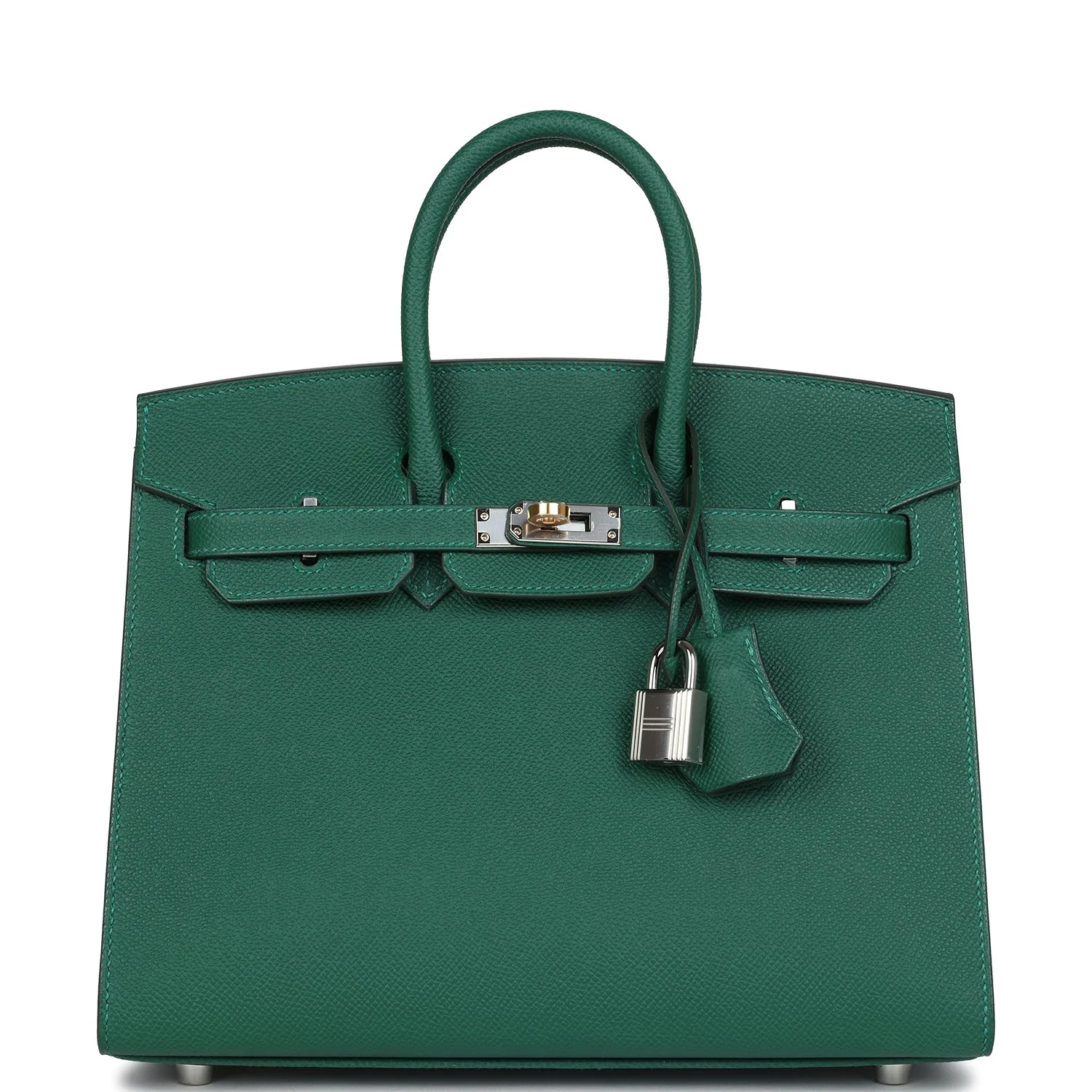 Replicate Hermes Birkin Sellier 25 Vert Moyen Epsom Electrum Hardware(1:1 replica)
