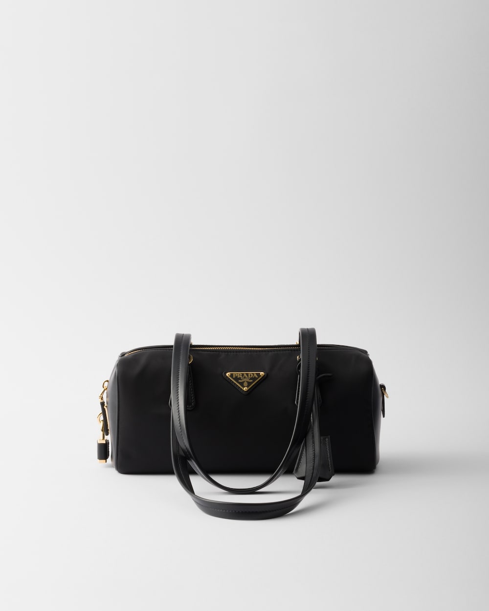 Replicate Re-Nylon and Leather Medium Top-Handle Bag With Padlock(1:1 replica)