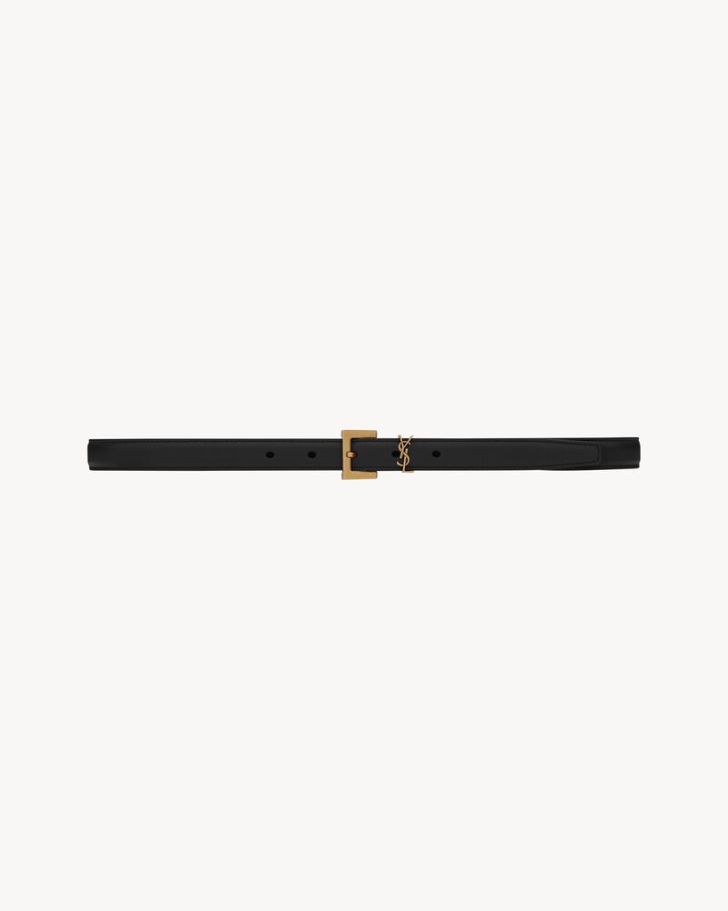 Replicate cassandre thin belt with square buckle in box saint laurent leather(1:1 replica)