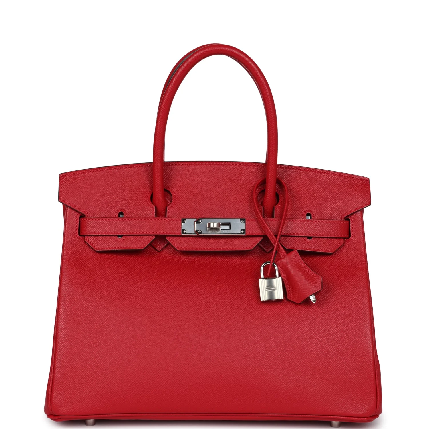Replicate Hermes Birkin 30 Rouge Casaque Epsom Palladium Hardware(1:1 replica)