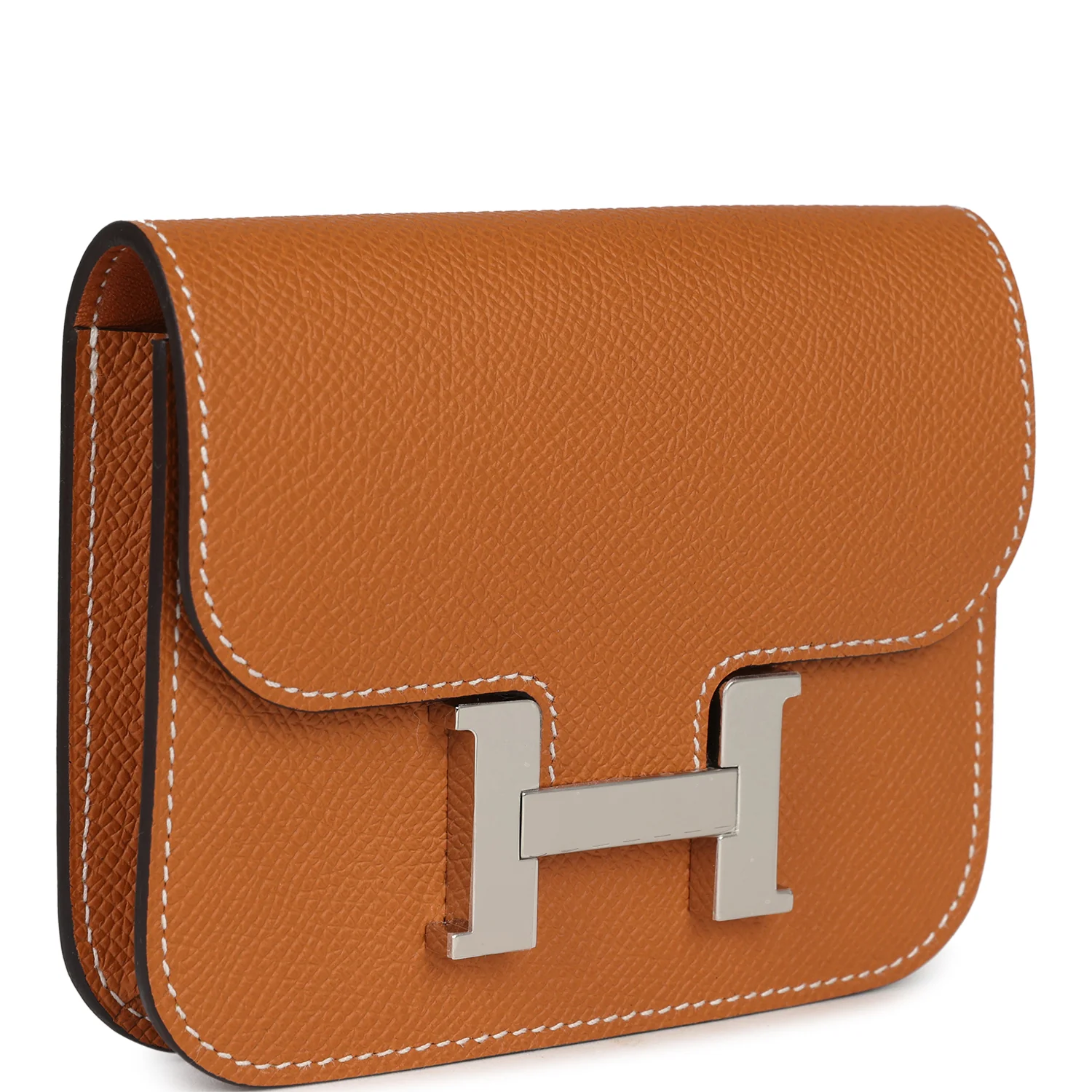 Replicate Hermes Constance Slim Wallet Toffee Epsom Palladium Hardware(1:1 replica)