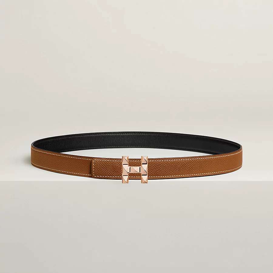 Replicate H Infini belt buckle   Reversible leather strap 24 mm(1:1 replica)