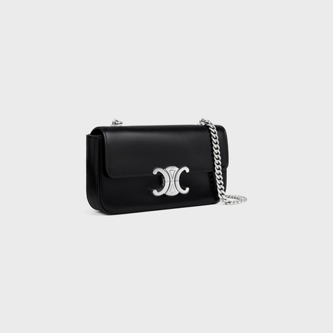 Replicate CHAIN SHOULDER BAG CLAUDE IN SHINY CALFSKIN BLACK(1:1 replica)