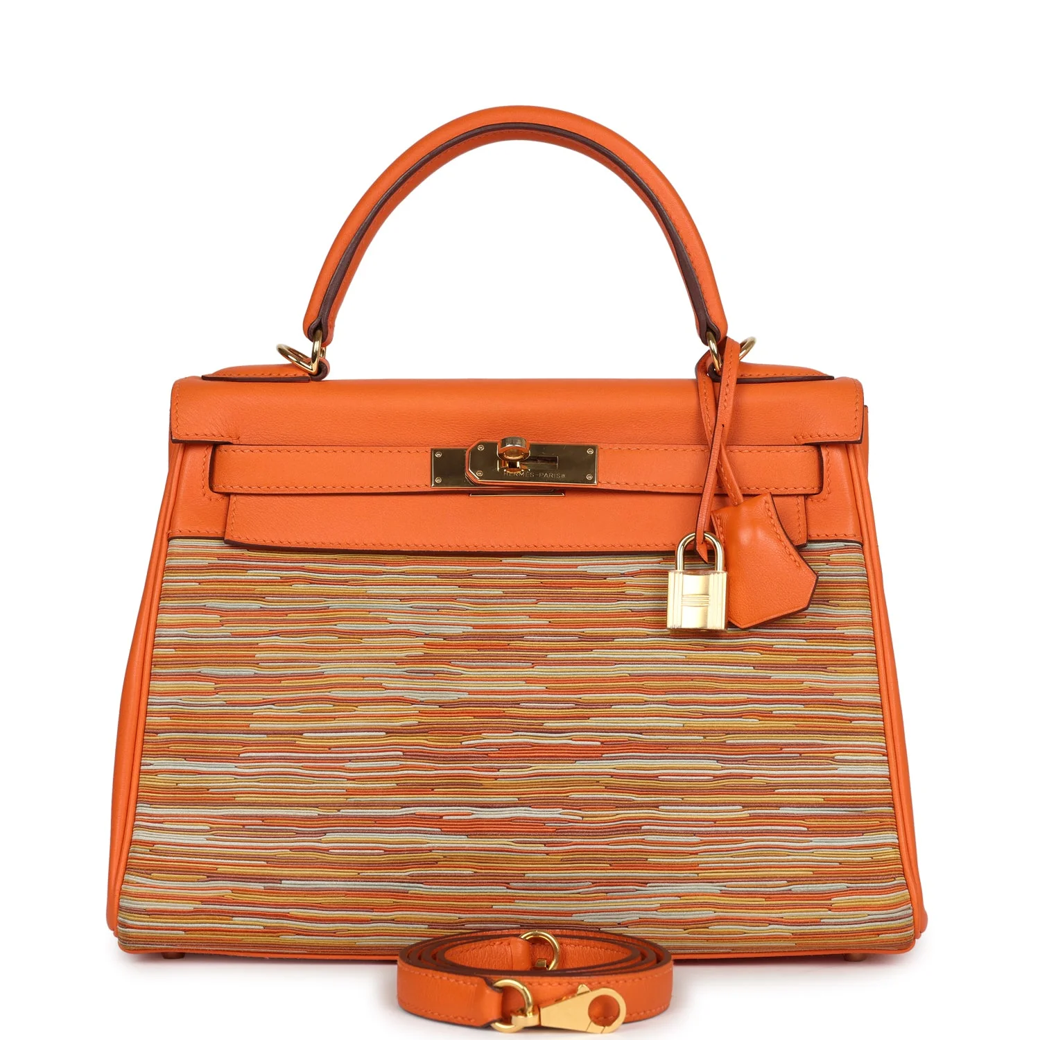 Replicate Hermes Kelly Retourne 28 Vibrato Orange Evercalf Gold Hardware(1:1 replica)