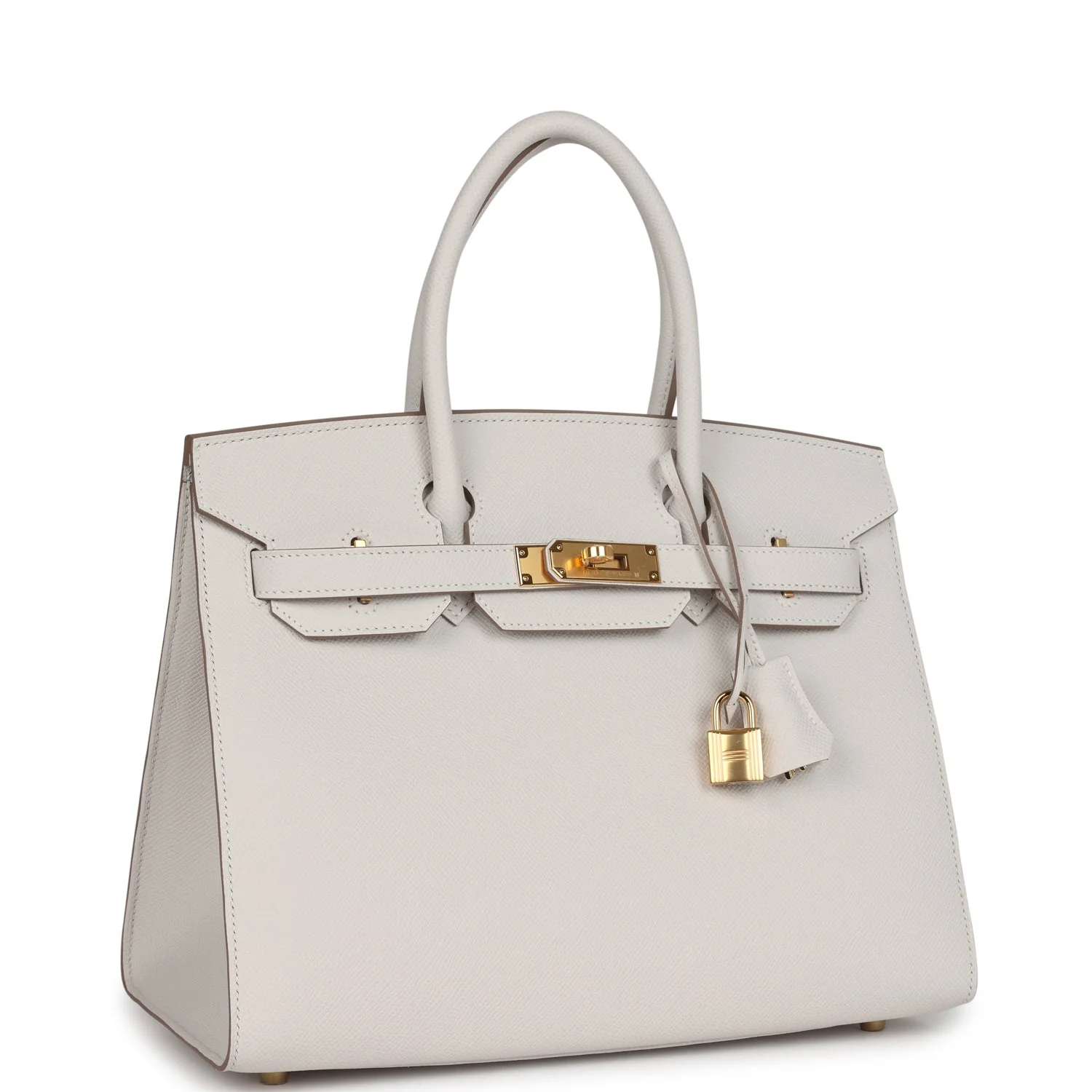 Replicate Hermes Birkin Sellier 30 Gris Pale Epsom Gold Hardware(1:1 replica)