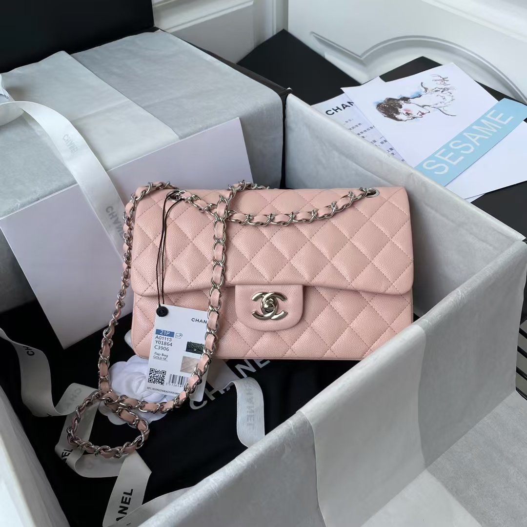 Replicate Chanel Small Classic Handbag Caviar Silver Hardware(1:1 replica)