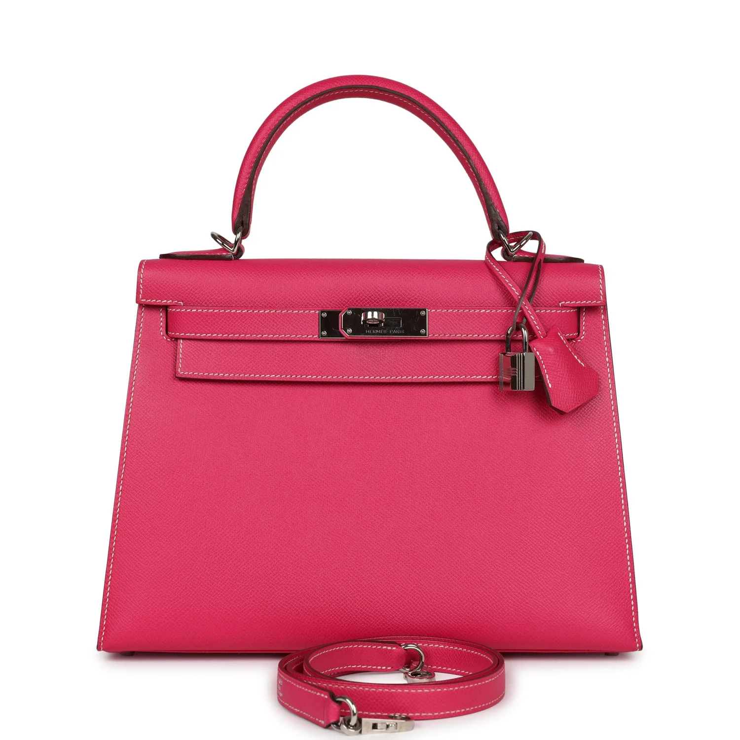 Replicate Hermes Kelly Sellier 28 Rose Tyrien Epsom Palladium Hardware(1:1 replica)