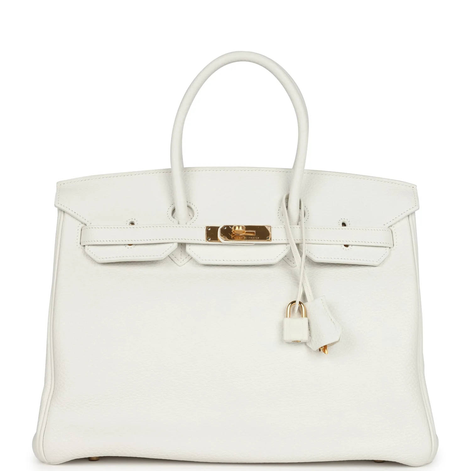 Replicate Hermes Birkin 35 White Clemence Gold Hardware(1:1 replica)