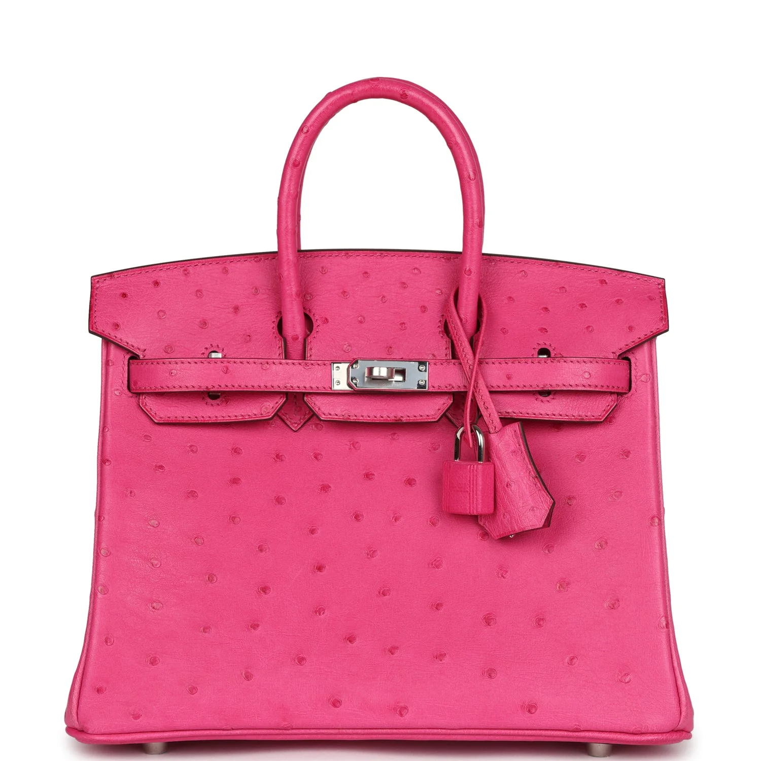Replicate Hermes Birkin 25 Rose Tyrien Ostrich Palladium Hardware(1:1 replica)