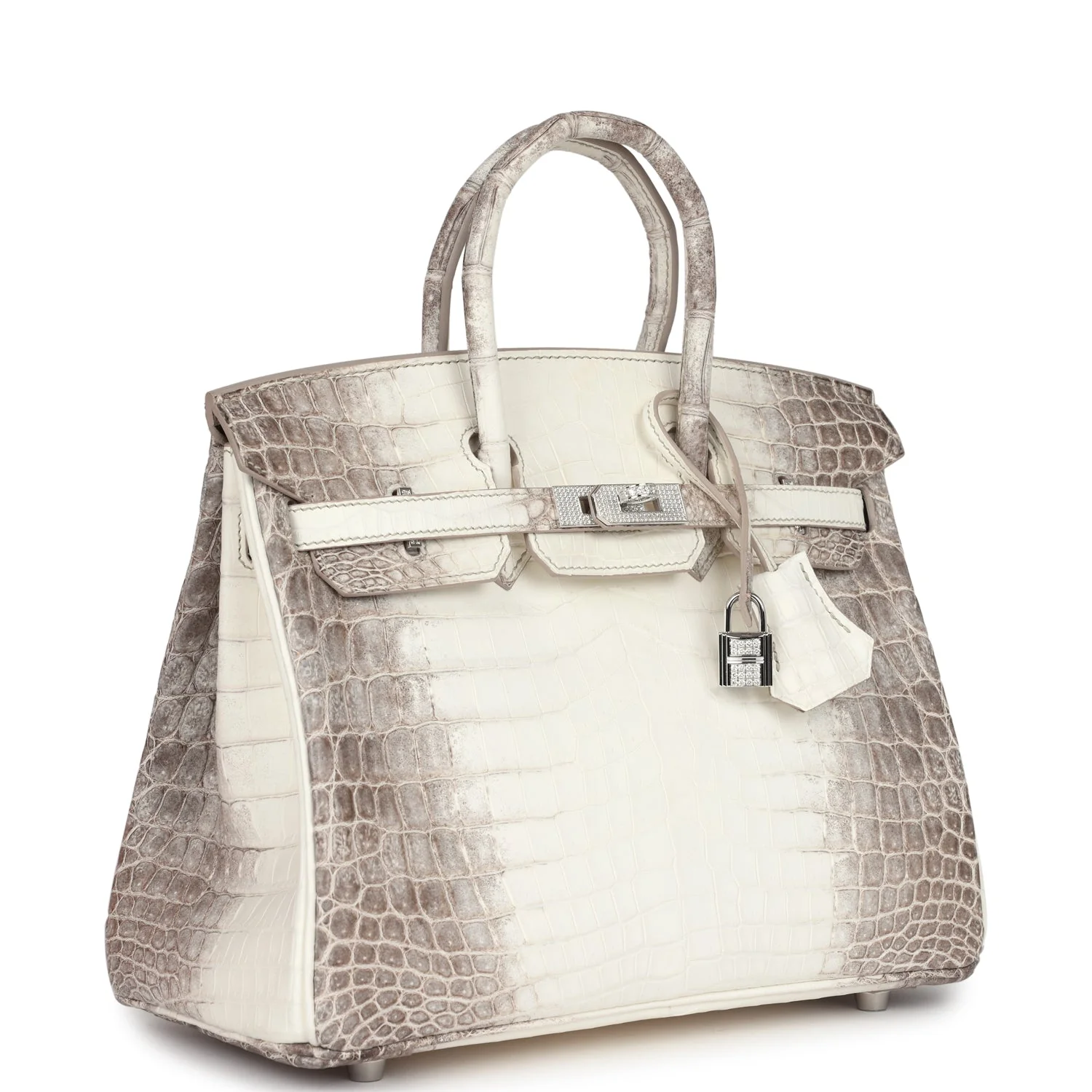 Replicate Hermes Birkin 25 Himalaya Niloticus Crocodile Diamond Encrusted Palladium Hardware(1:1 replica)