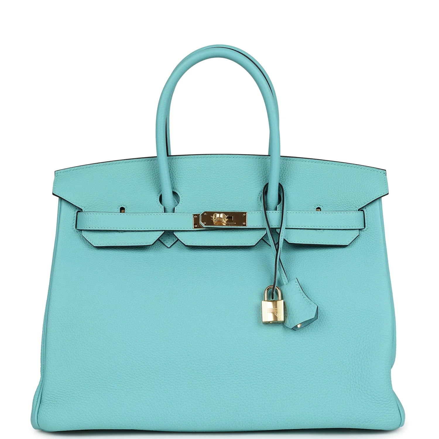 Replicate Hermes Birkin 35 Bleu Atoll Togo Gold Hardware(1:1 replica)