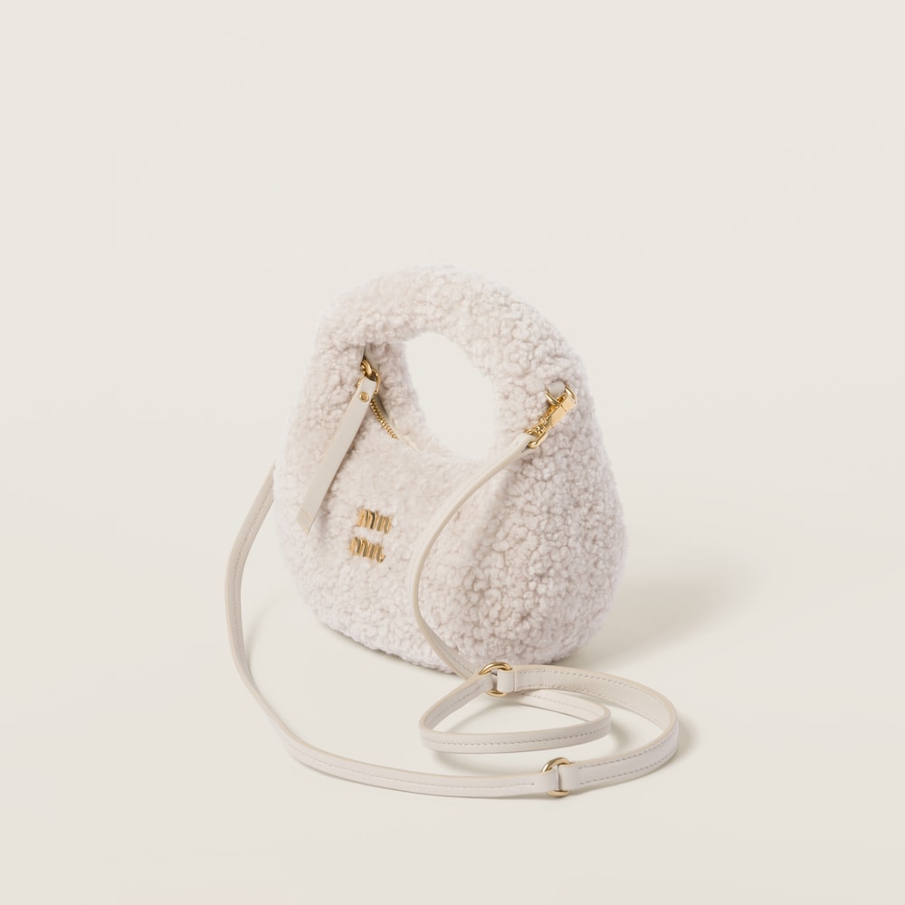 Replicate Wander shearling hobo bag with leather details(1:1 replica)