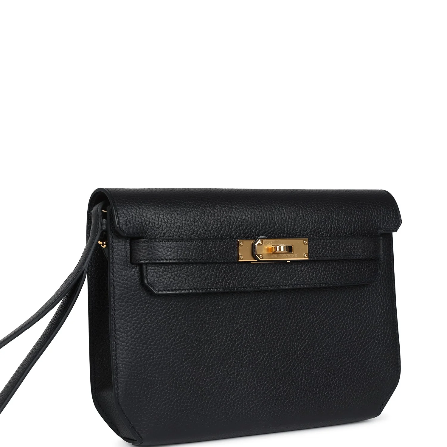 Replicate Hermes Kelly Depeches 25 Black Galop d'Hermes Gold Hardware(1:1 replica)