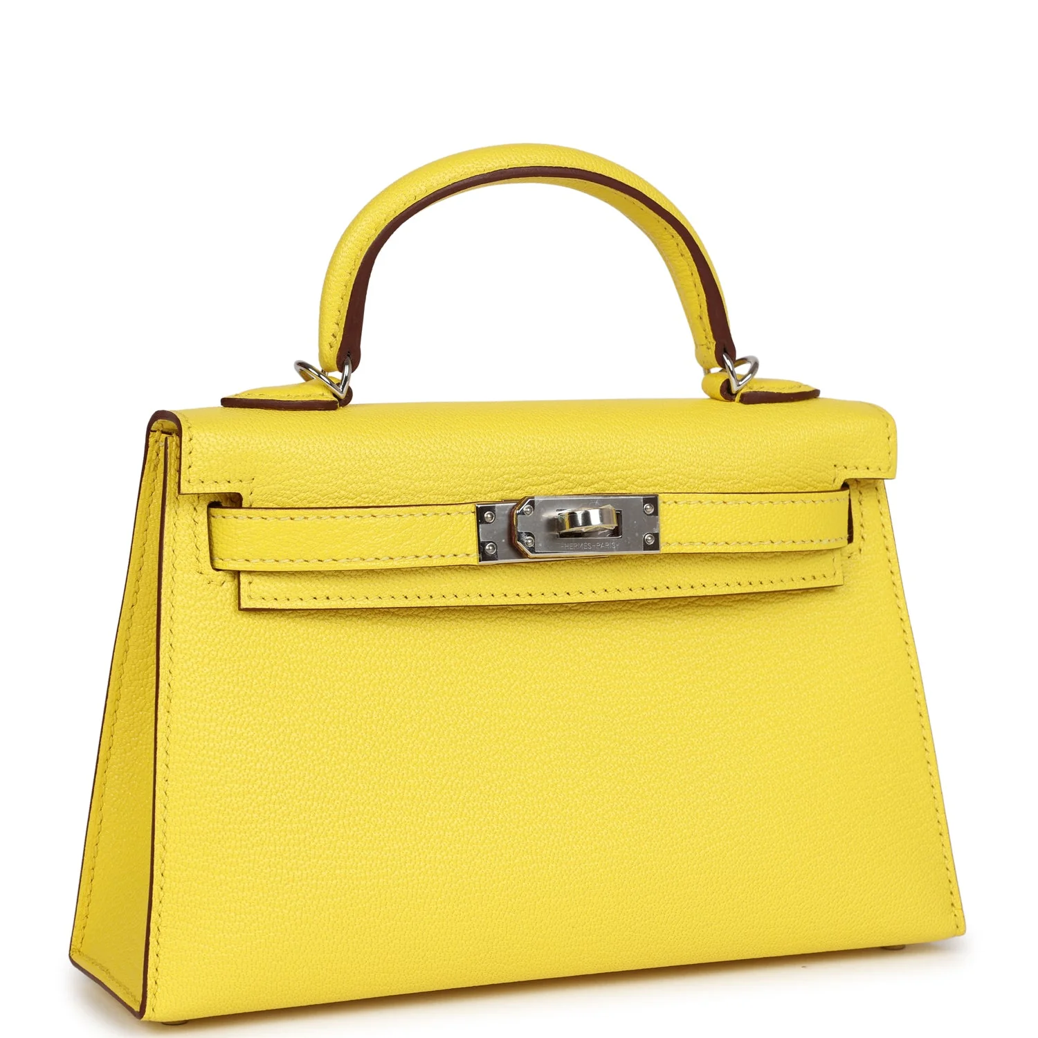Replicate Hermes Kelly Sellier 20 Jaune Citron Chevre Palladium Hardware(1:1 replica)